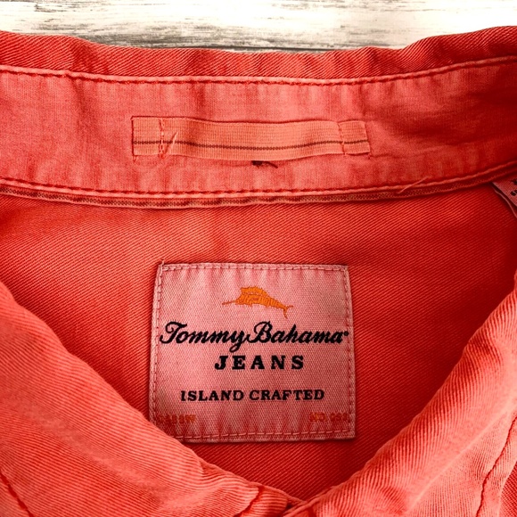Tommy Bahama Jeans Island Crafted Mens Short Sleeve Button Front Shirt Orange XL - Picture 4 of 7
